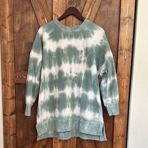 SO Green and White Tie-Dye Sweatshirt